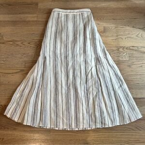Lee Mathews Dallas Vertical-Stripe Linen Maxi Skirt